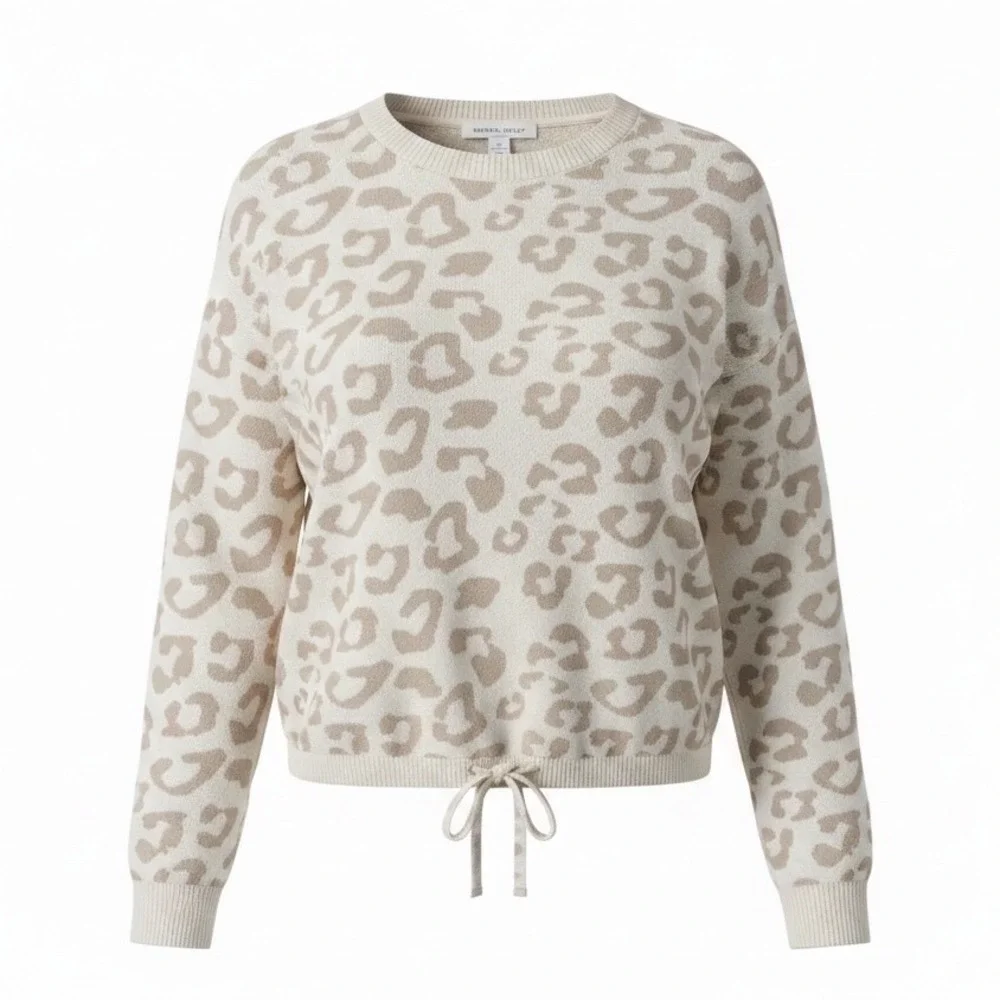 Barefoot Dreams Girls 6-7 CozyChic Leopard‎ Print Long Sleeve Sweater NWT